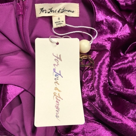 For Love & Lemons Bowie Metallic Dress Satin Cutout Magenta NWT S - Picture 13 of 13